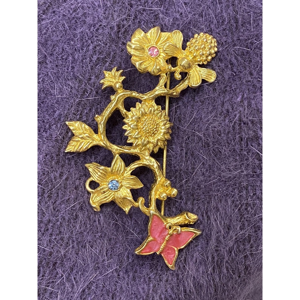 VNTG 1990's Avon Signed"GARDEN OF EVE"Spring/Summertime Brooch Pin Art Nouveau